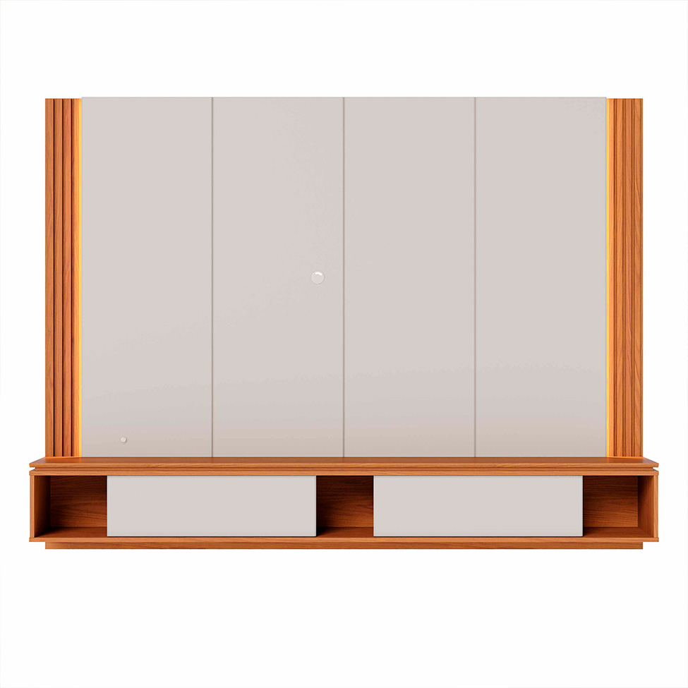 Painel para TV até 75 Polegadas Loa com LED 2 Portas Off White e Freijó