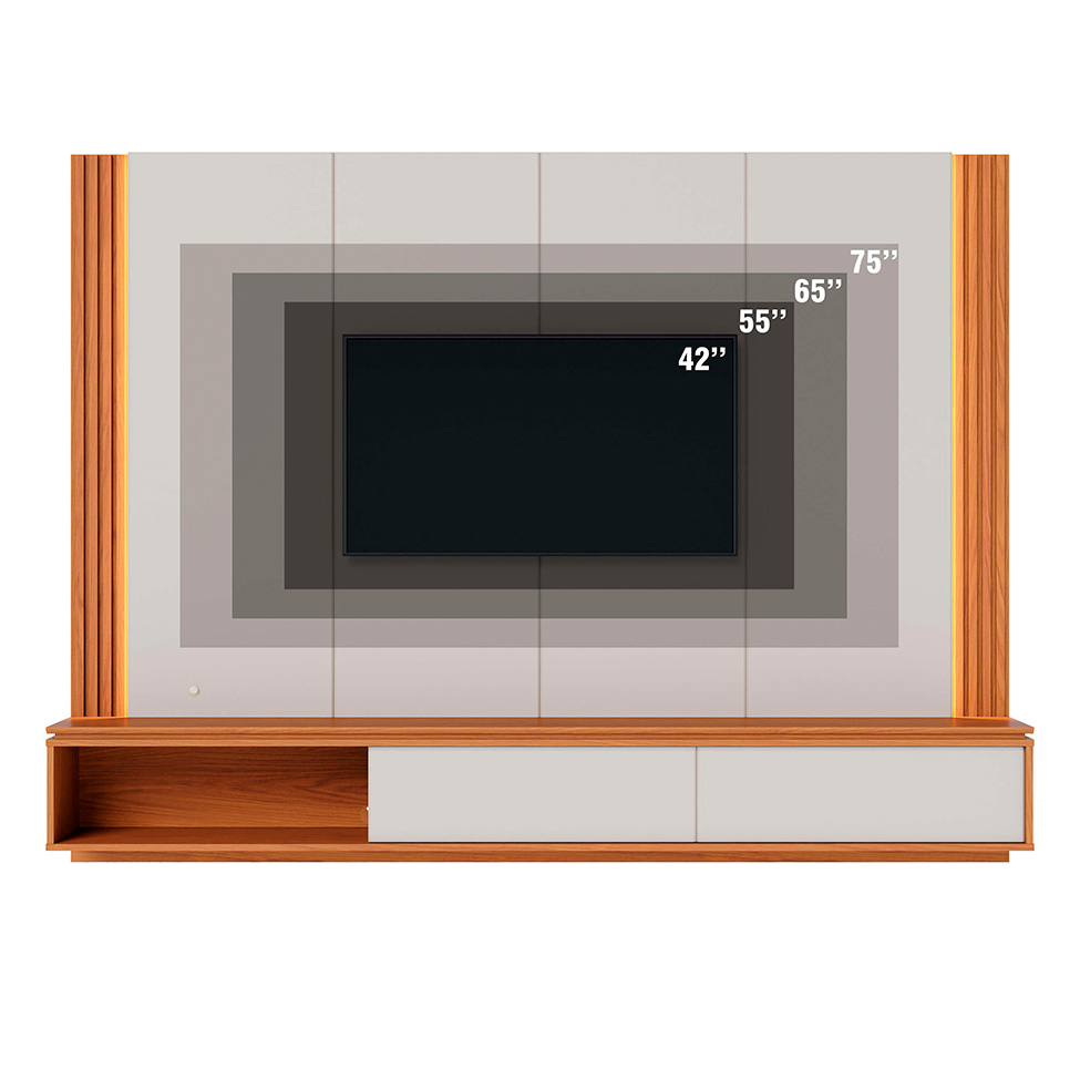 Painel para TV até 75 Polegadas Loa com LED 2 Portas Off White e Freijó