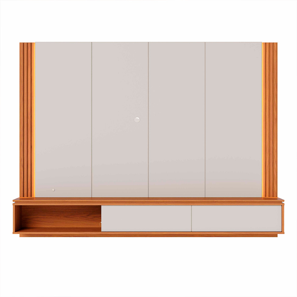 Painel para TV até 75 Polegadas Loa com LED 2 Portas Off White e Freijó