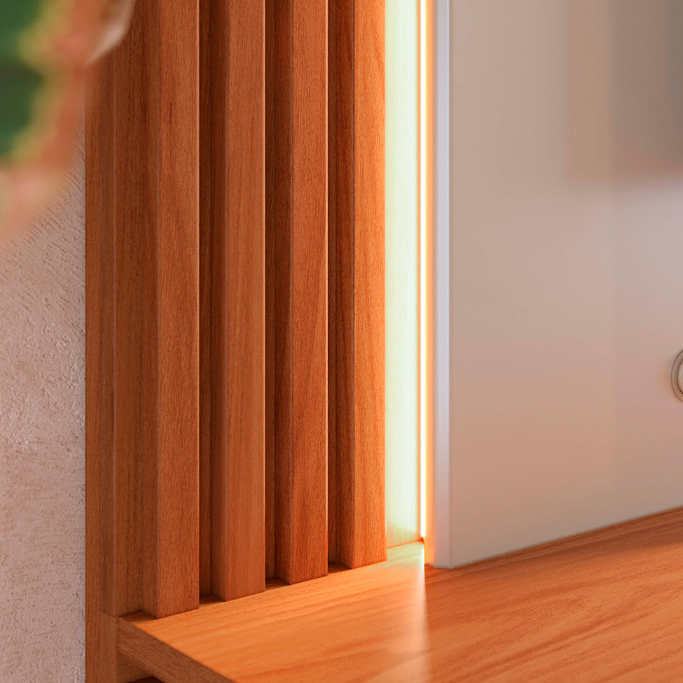 Painel para TV até 75 Polegadas Loa com LED 2 Portas Off White e Freijó