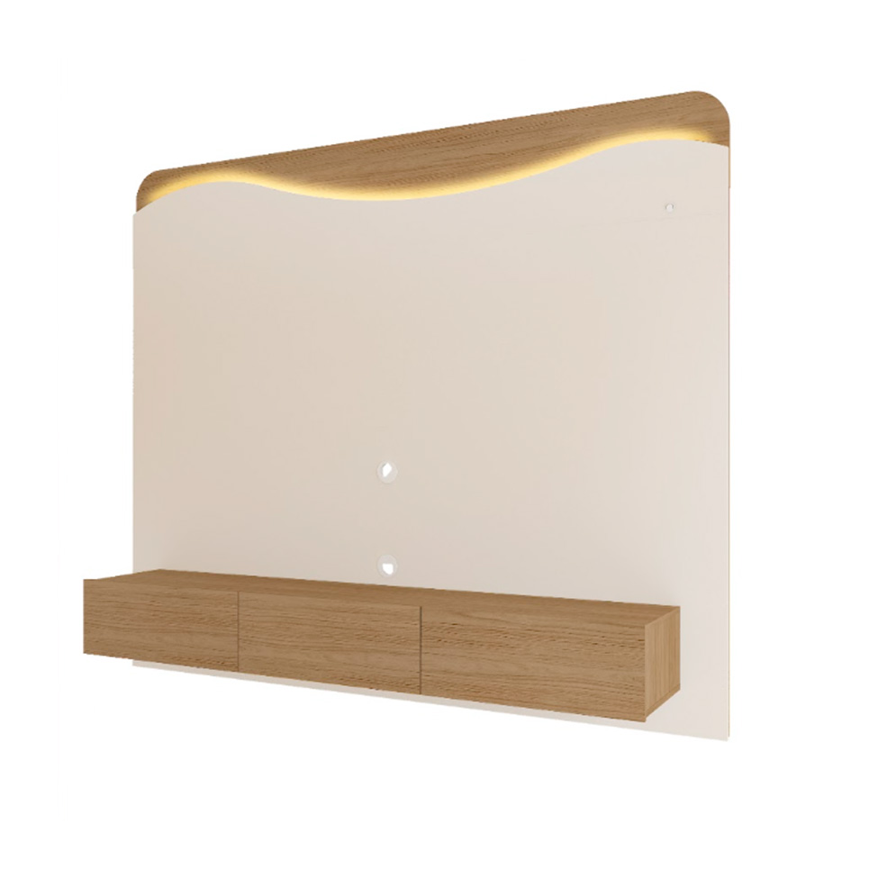 Painel para TV até 75 Polegadas Lumiere com LED 3 Gavetas Off White e Carvalho