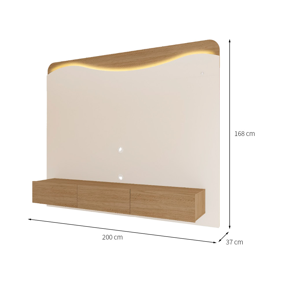 Painel para TV até 75 Polegadas Lumiere com LED 3 Gavetas Off White e Carvalho