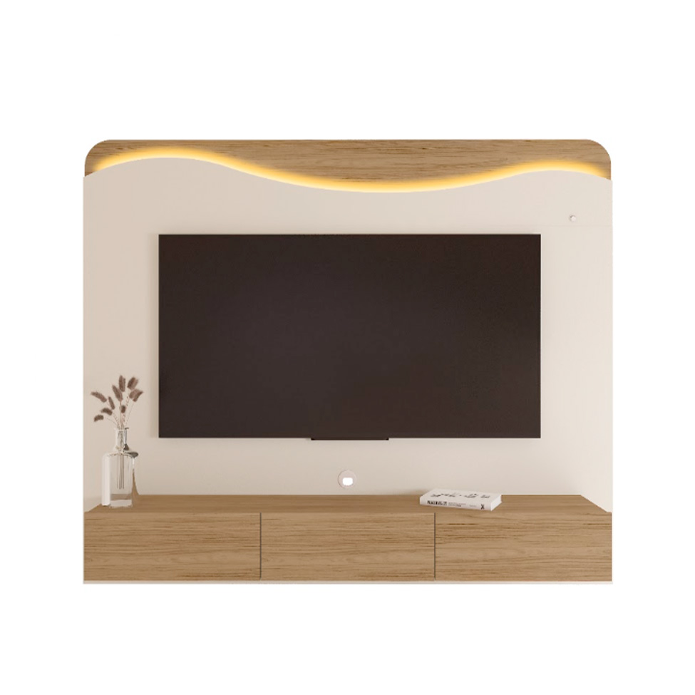 Painel para TV até 75 Polegadas Lumiere com LED 3 Gavetas Off White e Carvalho