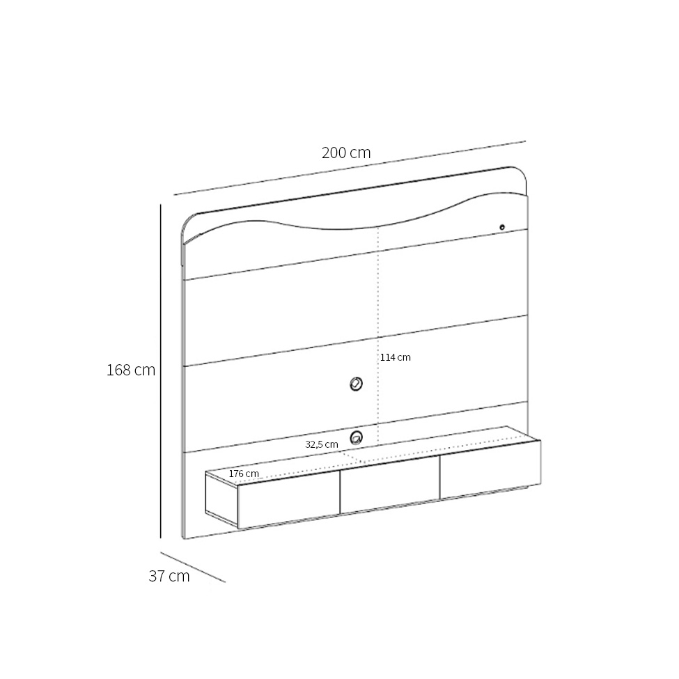 Painel para TV até 75 Polegadas Lumiere com LED 3 Gavetas Off White e Carvalho