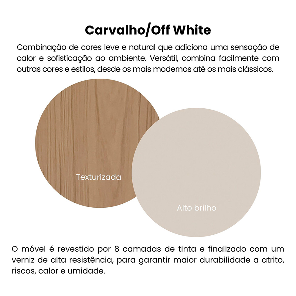Painel para TV até 75 Polegadas Nevada 2 PT Carvalho e Off White