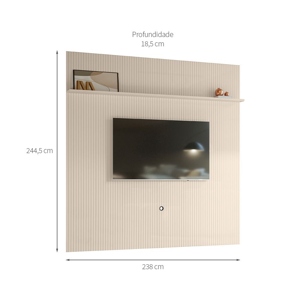 Painel para TV até 75 Polegadas New Guaporé Off White