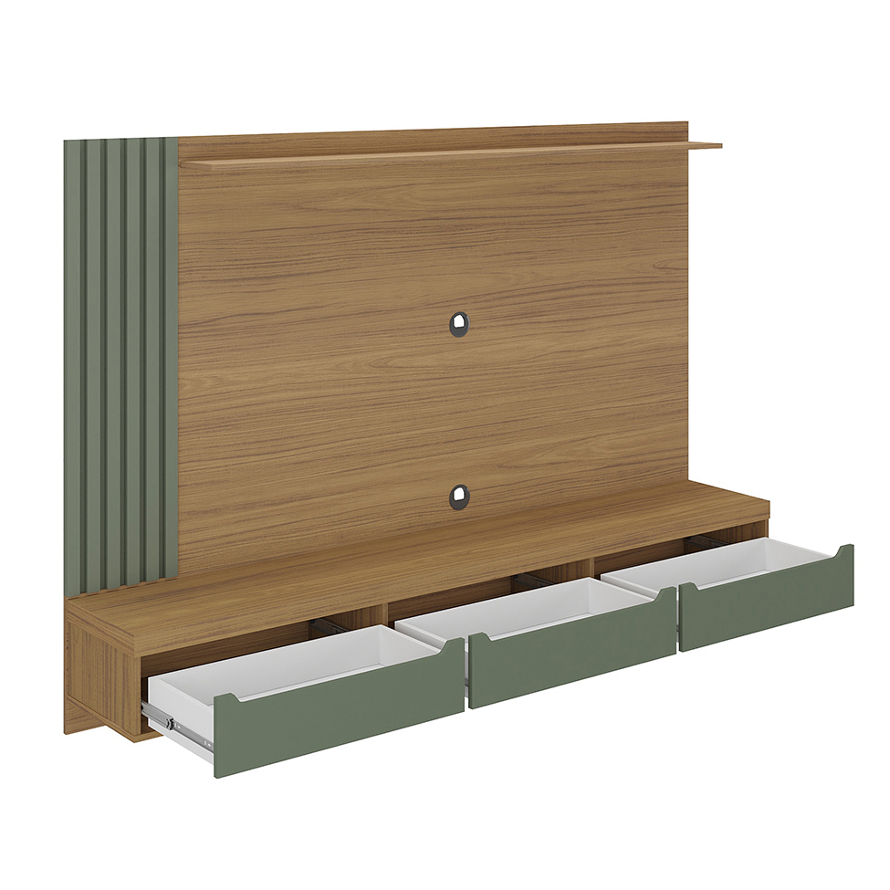 Painel para TV até 75 Polegadas Presence Carvalho e Verde Menta