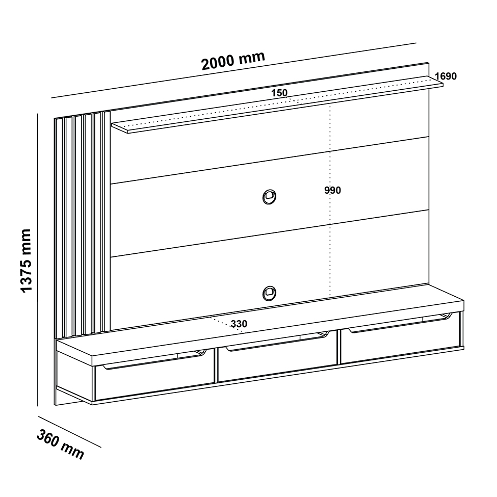 Painel para TV até 75 Polegadas Presence Carvalho e Verde Menta