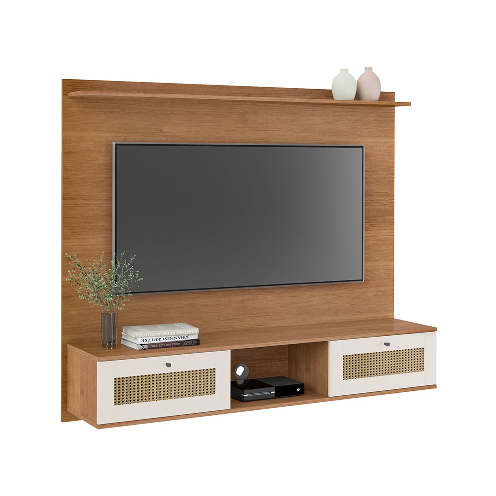 Painel para TV até 75 Polegadas Trama 2 PT Cinamomo e Off White