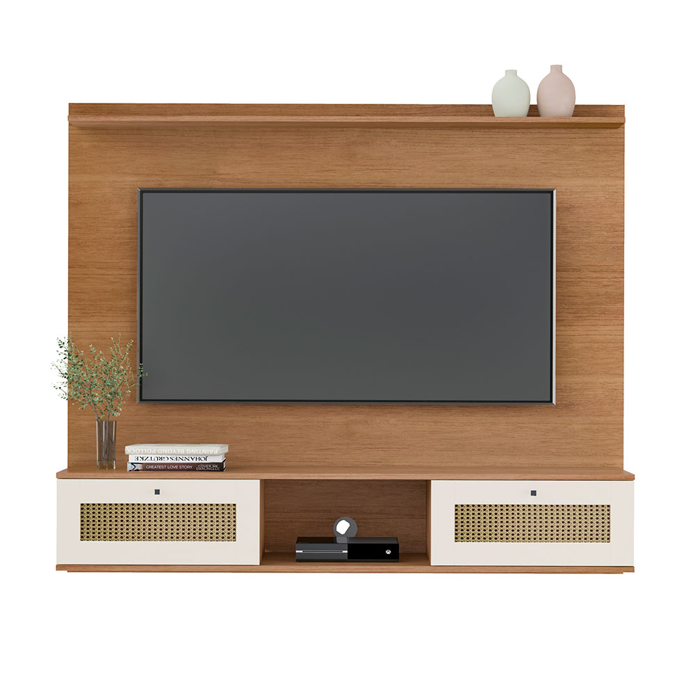 Painel para TV até 75 Polegadas Trama 2 PT Cinamomo e Off White