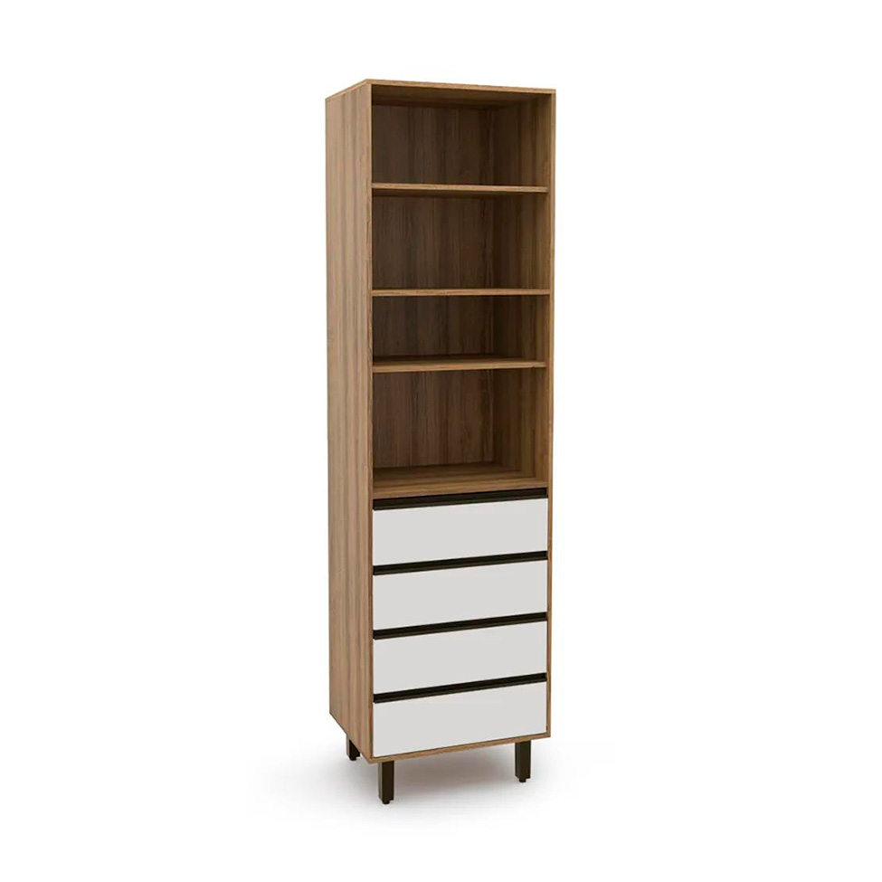 Paneleiro Confort 1 Porta 4 Gavetas Cinamomo e Off White