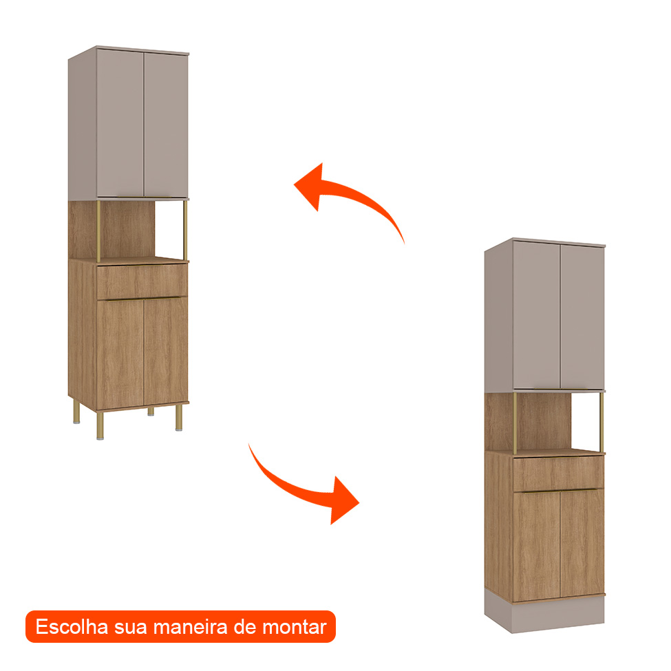 Paneleiro Deseo 4 Portas 1 Gaveta Mel e Fendi