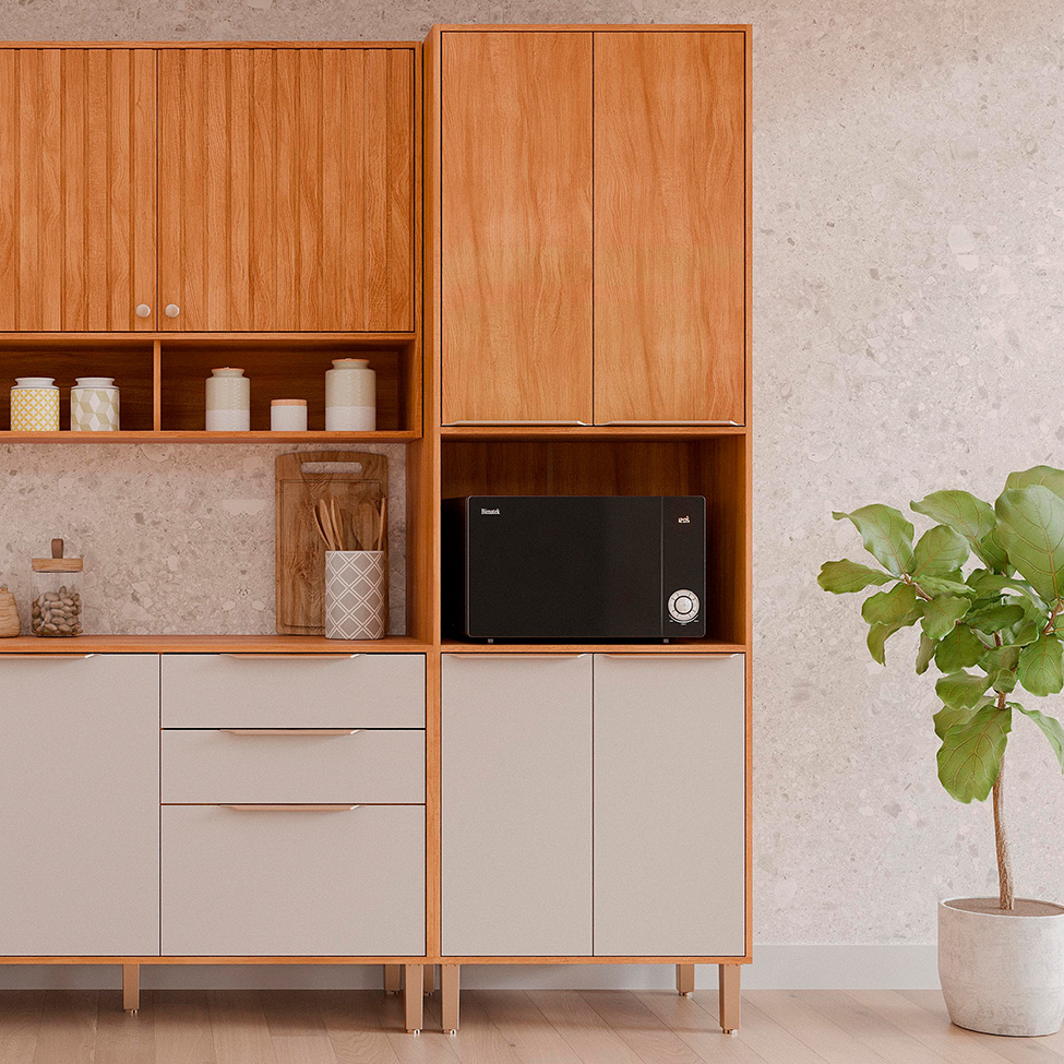 Paneleiro Domus 100% MDF 4 Portas Cinamomo e Off White