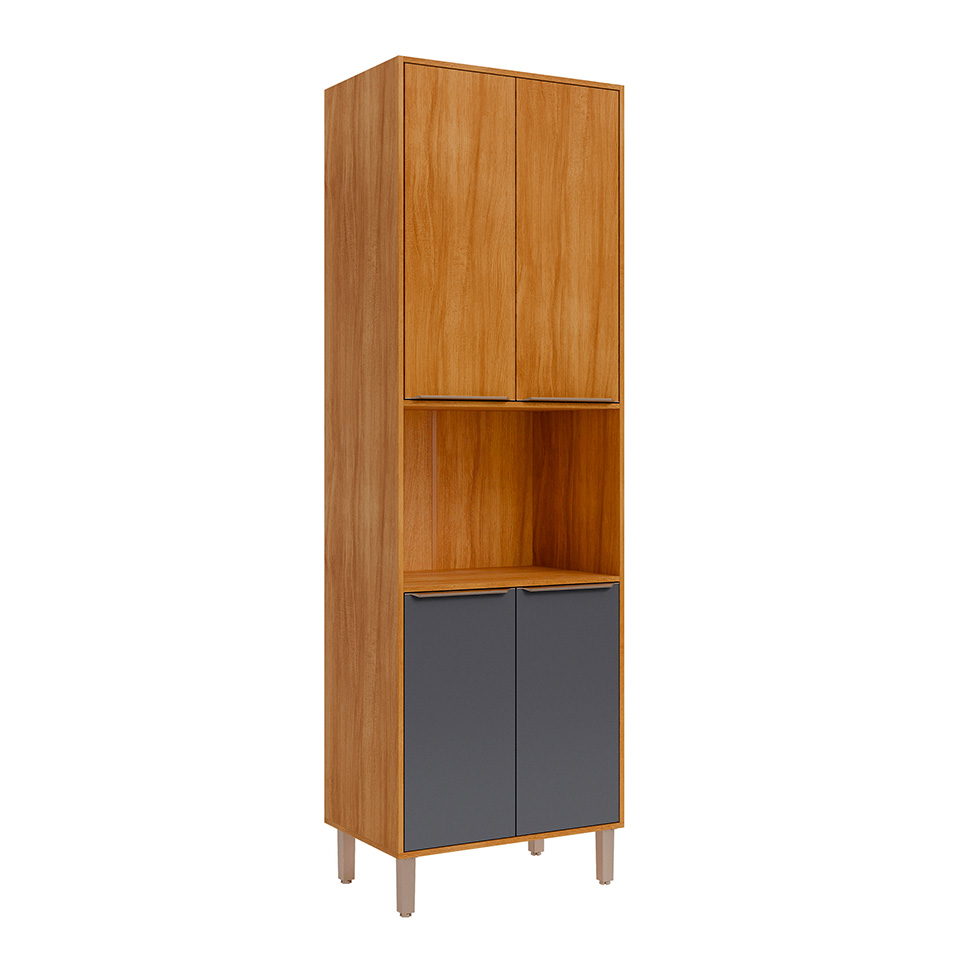 Paneleiro Domus 100% MDF 4 Portas Cinamomo e Titanium