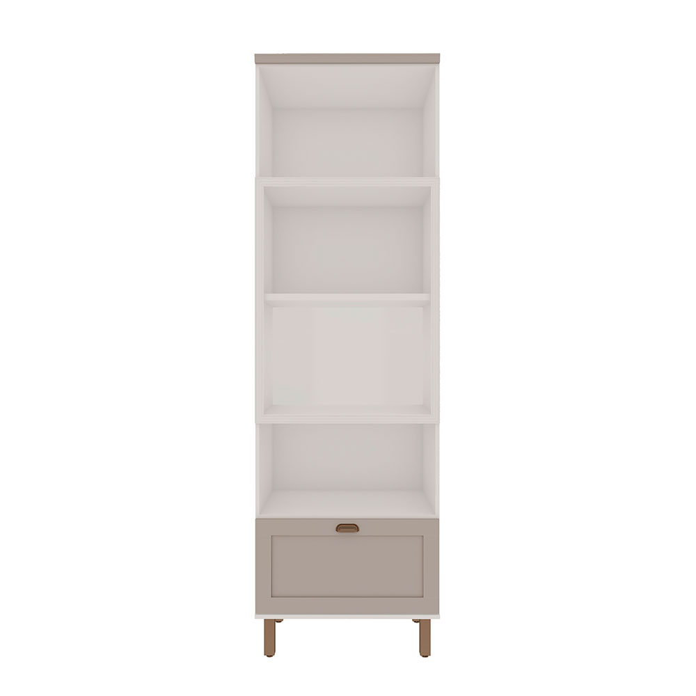 Paneleiro Iluminata com 2 Nichos 2 Portas 1 Gaveta Branco e Fendi