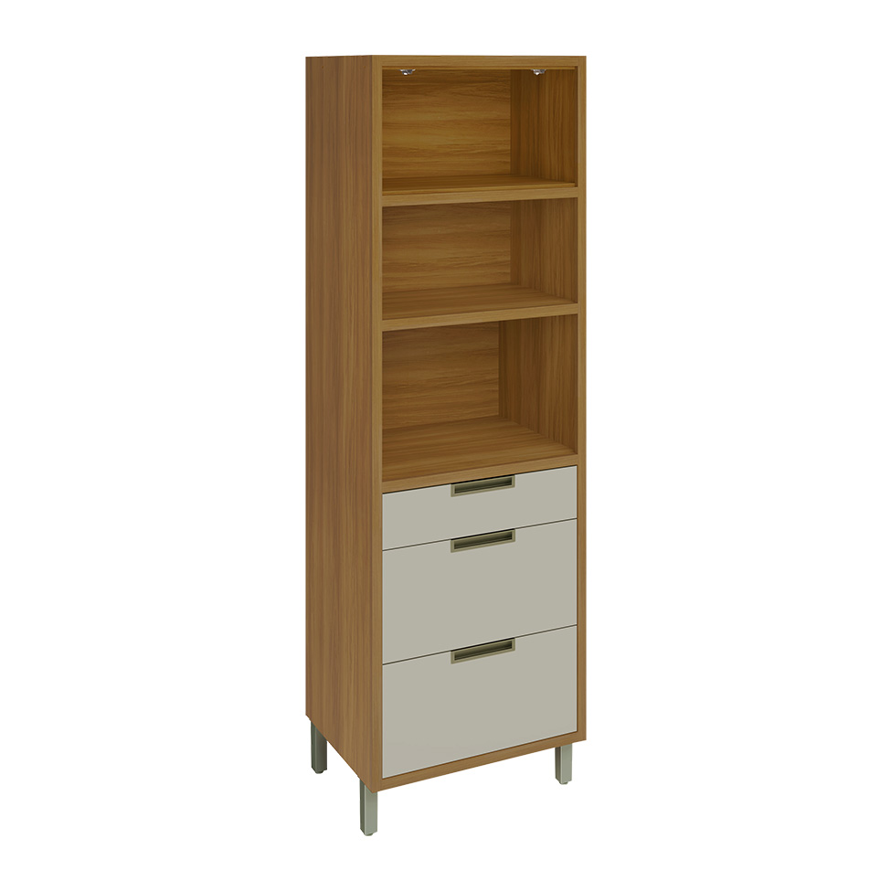 Paneleiro Imperatriz 1 Porta 3 Gavetas Freijó e Off White