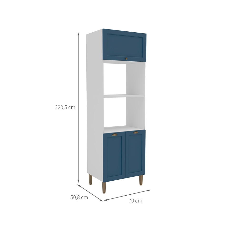 Paneleiro Lavanda 3 Portas Azul e Branco