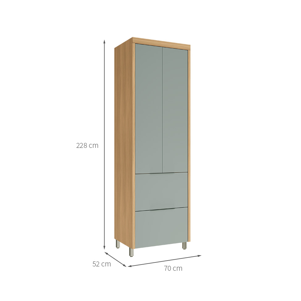 Paneleiro Marquesa 100% MDF 2 Portas 2 Gavetas Verde e Nature