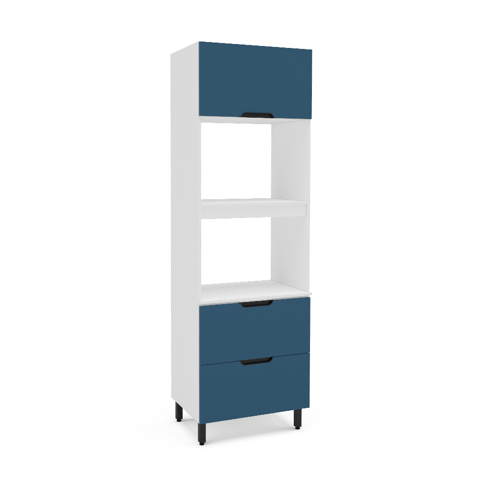 Paneleiro Meena 2 Portas 1 Gaveta Azul e Branco