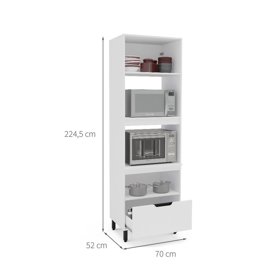 Paneleiro Meena 2 Portas 1 Gaveta Branco