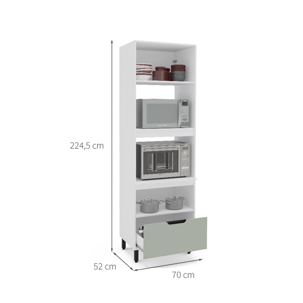 Paneleiro Meena 2 Portas 1 Gaveta Verde e Branco