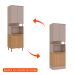 Paneleiro Micro-ondas com Moldura Deseo 4 Portas Mel e Fendi