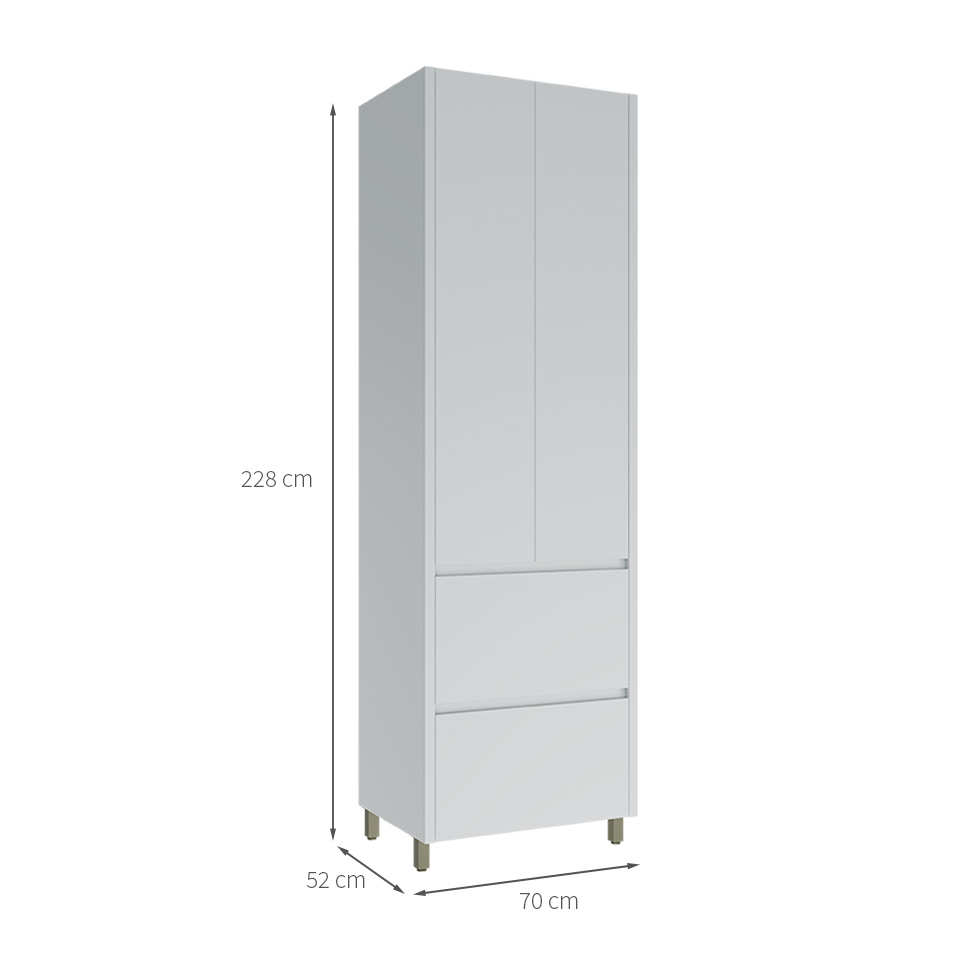 Paneleiro Rainha 2 Portas 2 Gavetas Branco