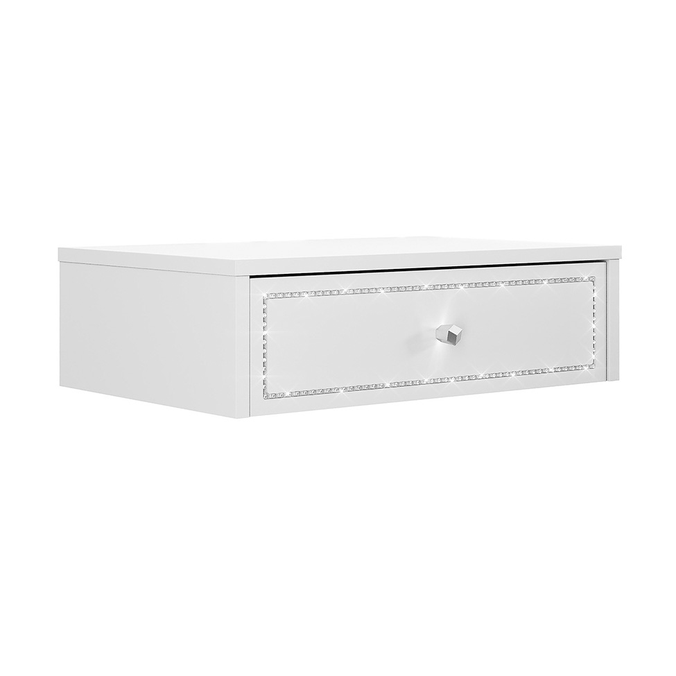 Penteadeira Suspensa Strass 1 Gaveta Branca 50 cm