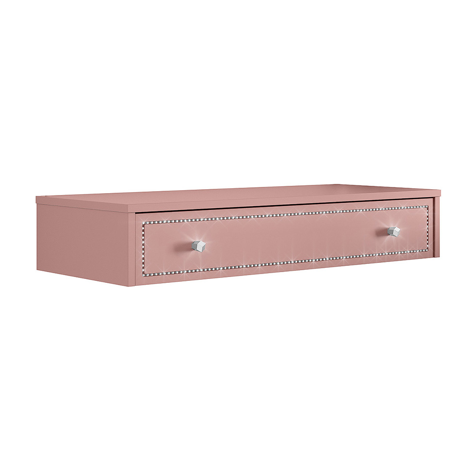 Penteadeira Suspensa Strass 1 Gaveta Rosê 80 cm