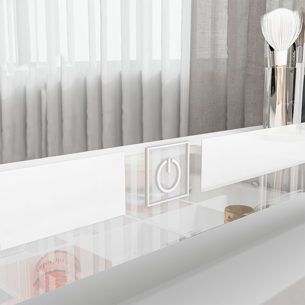 Penteadeira com Espelho e LED Bella 1 Porta 3 Gavetas Branca