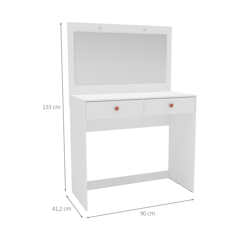 Penteadeira com Espelho e LED Valence 2 Gavetas Branca