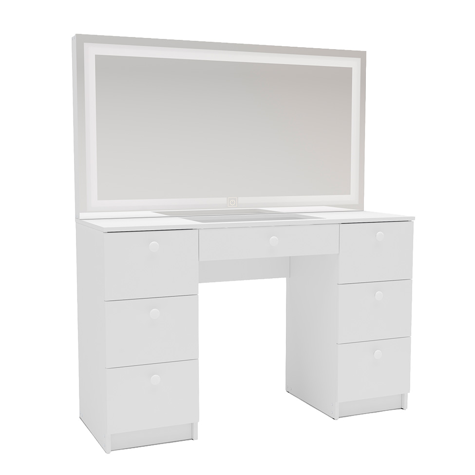 Penteadeira com Espelho e Led Touch Iris 7 Gavetas Branca