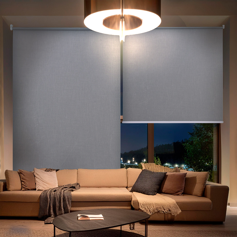 Persiana Blackout Bloom Dual Block Linho Cinza 160x160