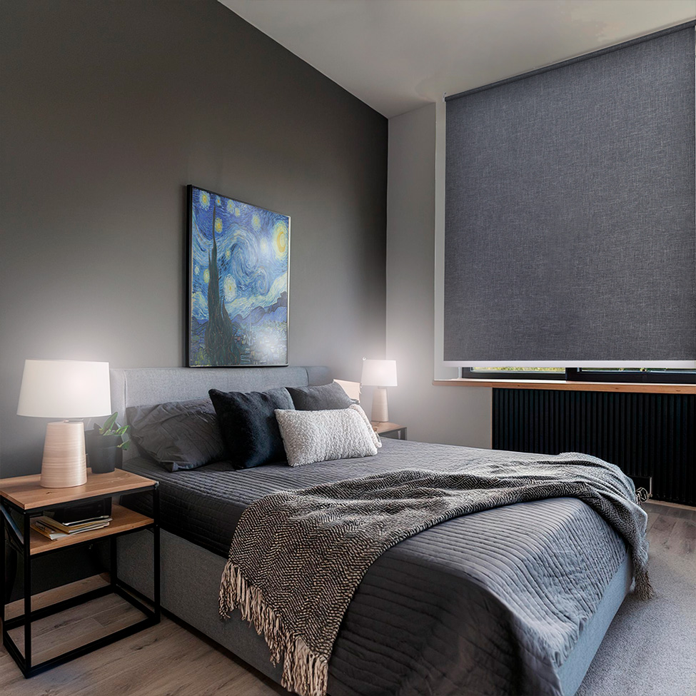 Persiana Blackout Bloom Dual Block Linho Cinza Escuro 160x160