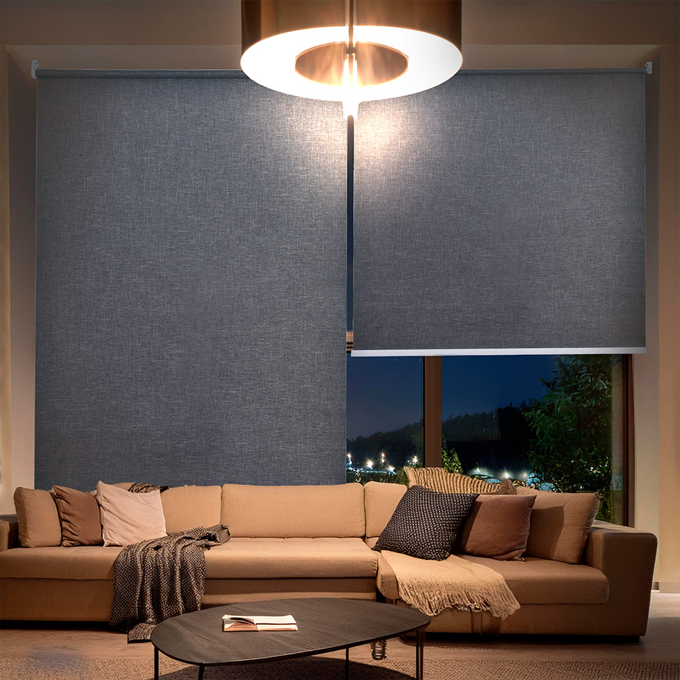 Persiana Blackout Bloom Dual Block Linho Cinza Escuro 160x160