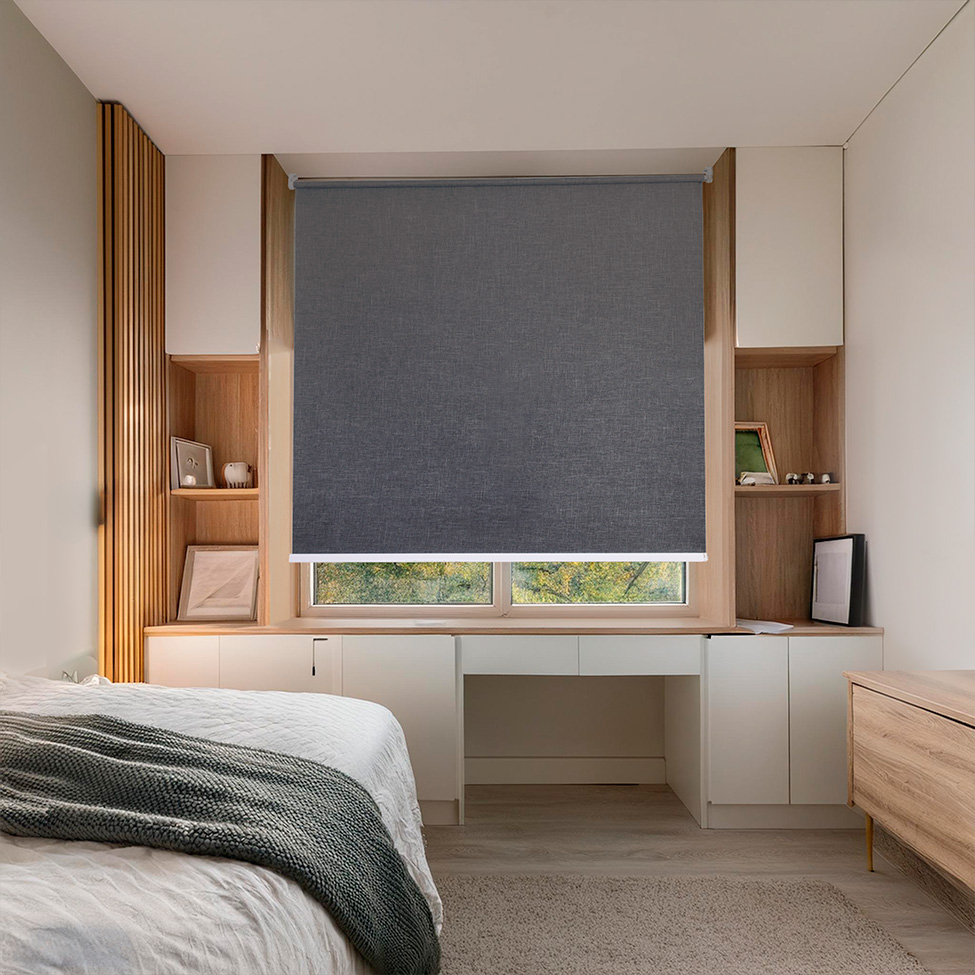 Persiana Blackout Bloom Dual Block Linho Cinza Escuro 160x160