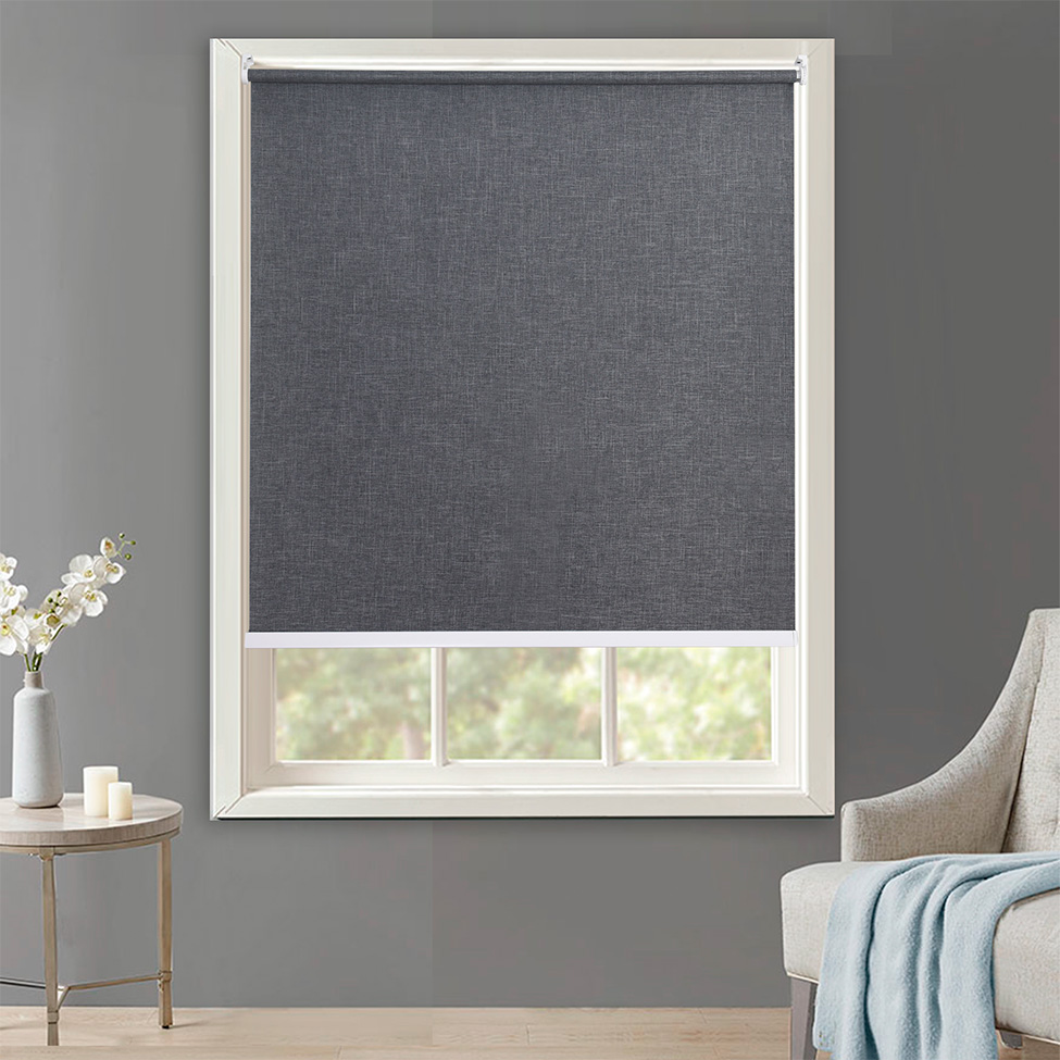 Persiana Blackout Bloom Dual Block Linho Cinza Escuro 160x160