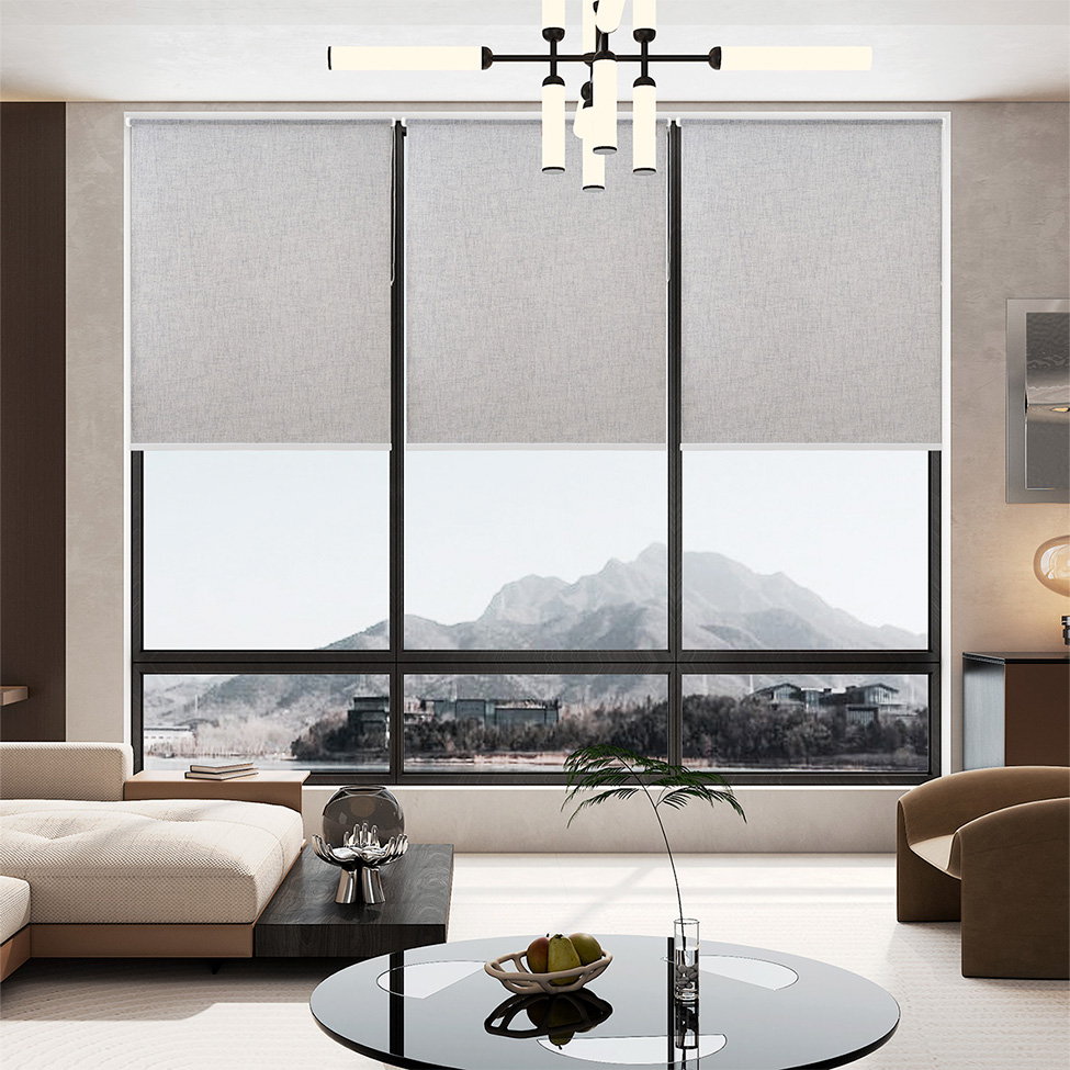 Persiana Corta Luz Bloom Linho Cinza 140x160