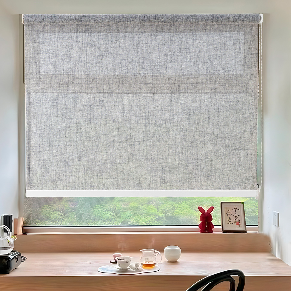 Persiana Corta Luz Bloom Linho Cinza 140x160