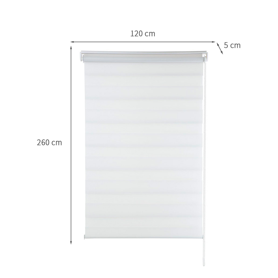 Persiana Rolo Dupla Zebra Branca 120x260