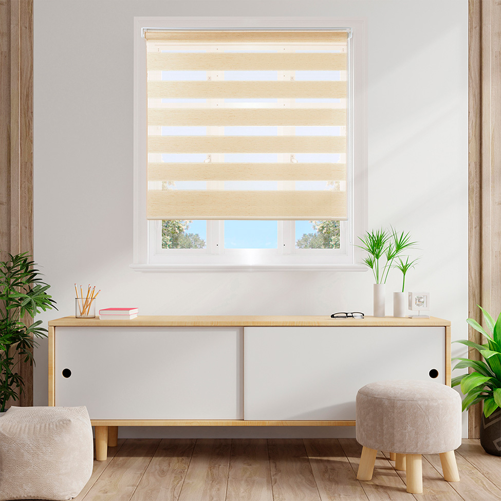 Persiana Rolo Dupla Zebra Linho Bege 140x160