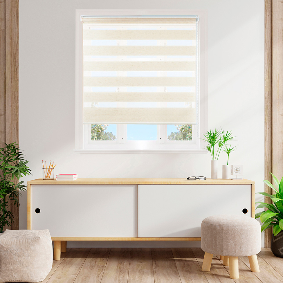 Persiana Rolo Dupla Zebra Linho Bege 160x160