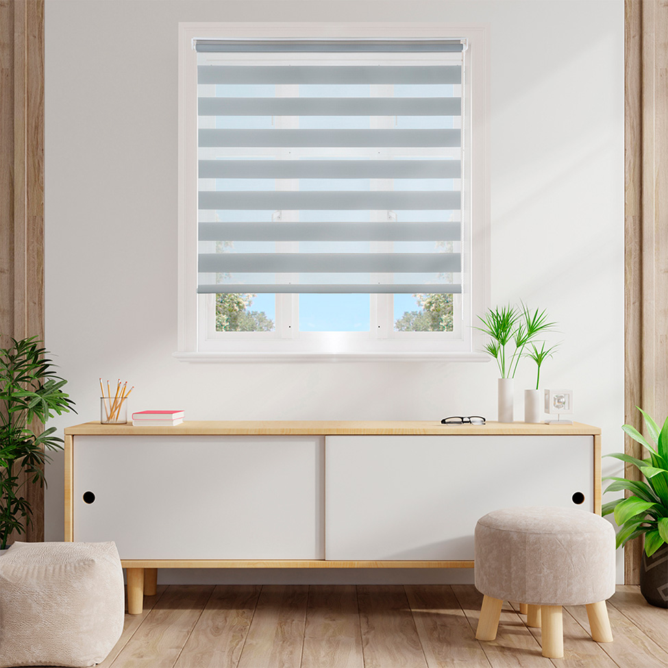 Persiana Rolo Dupla Zebra Linho Cinza 160x160