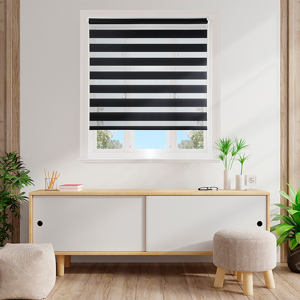 Persiana Rolo Dupla Zebra Preta 120x260