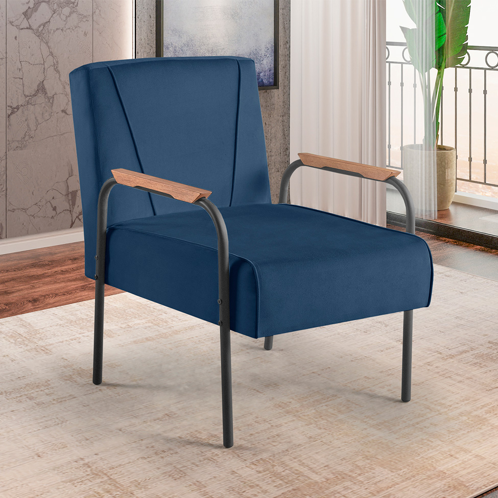Poltrona Apolo Veludo Azul