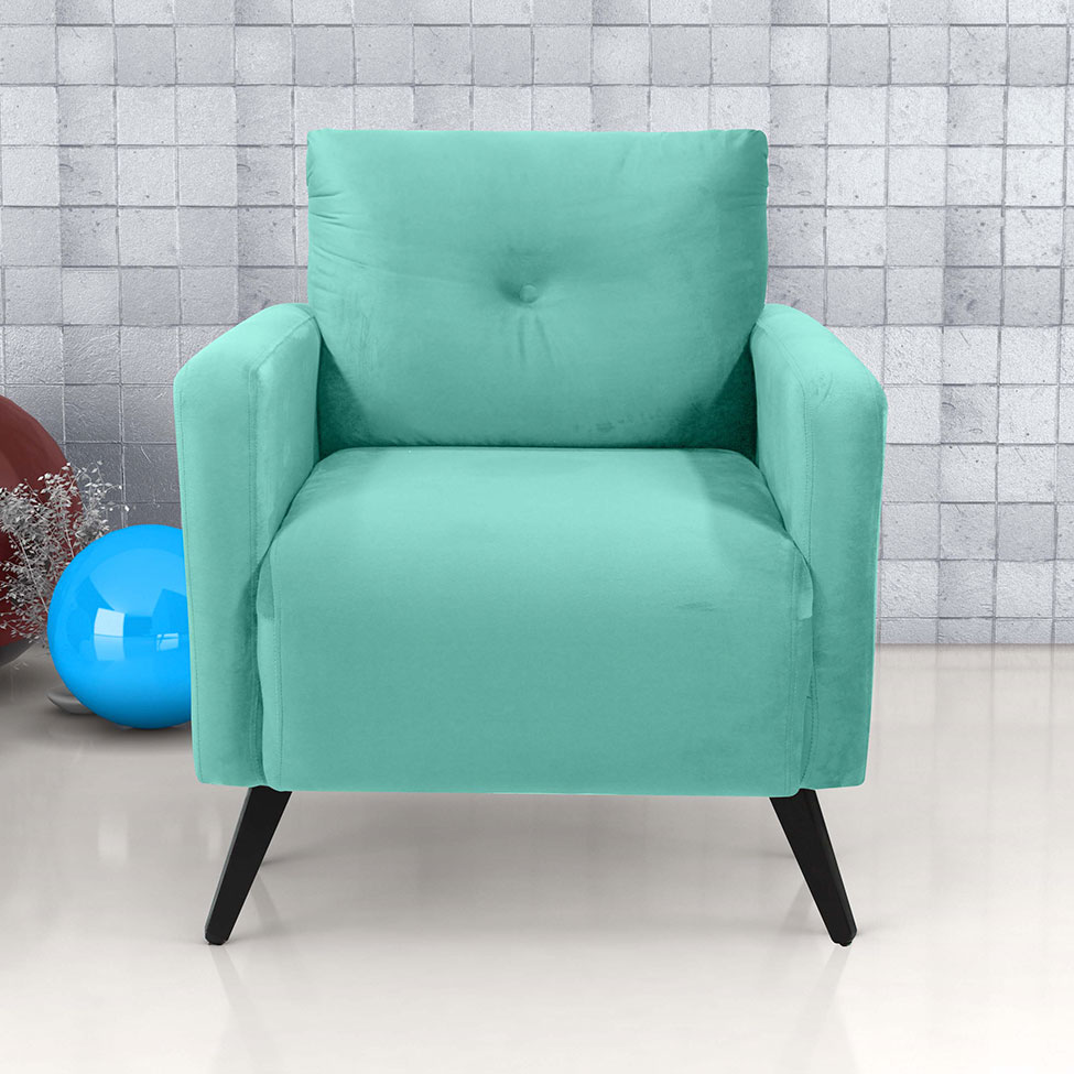 Poltrona Bahamas Veludo Verde Menta