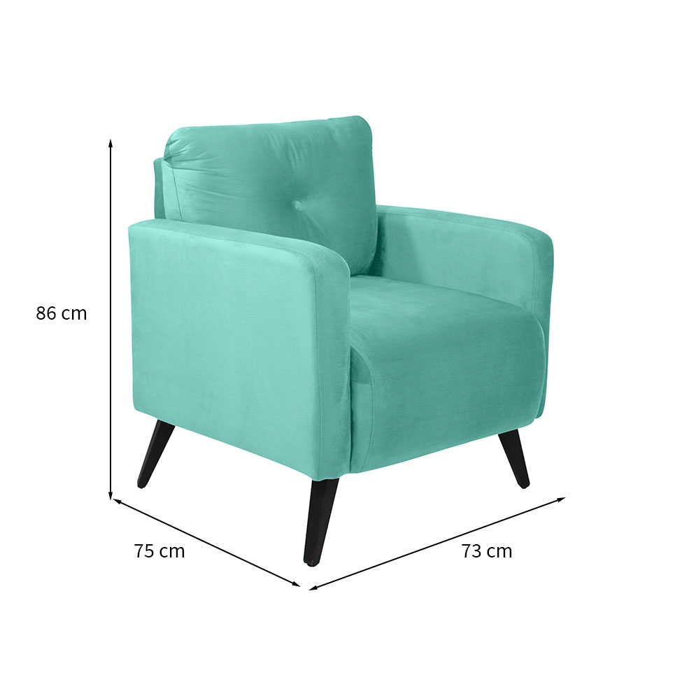 Poltrona Bahamas Veludo Verde Menta