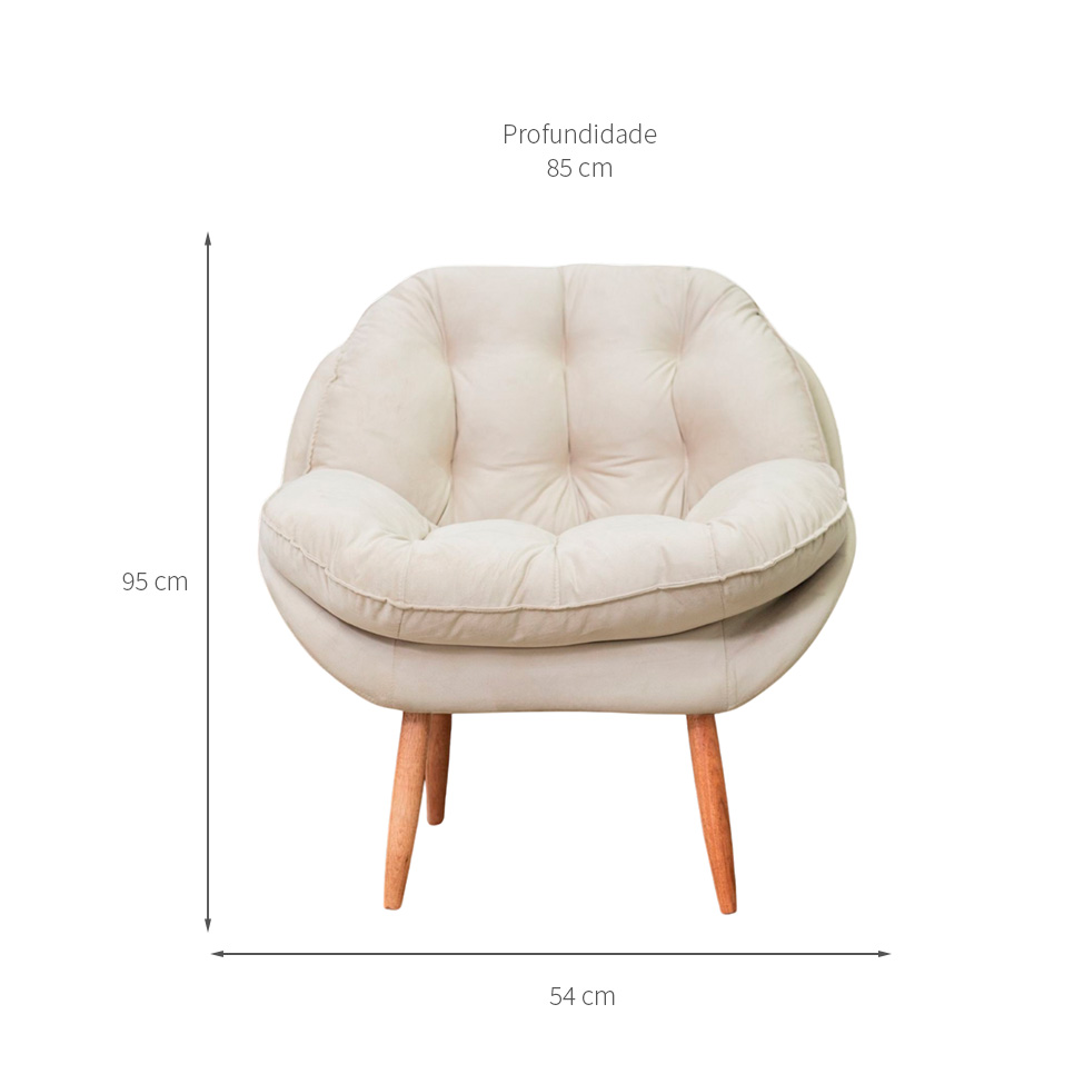 Poltrona Celine Veludo Gelo