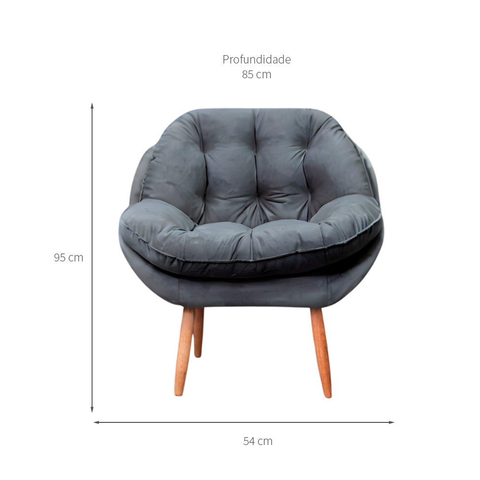 Poltrona Celine Veludo Grafite