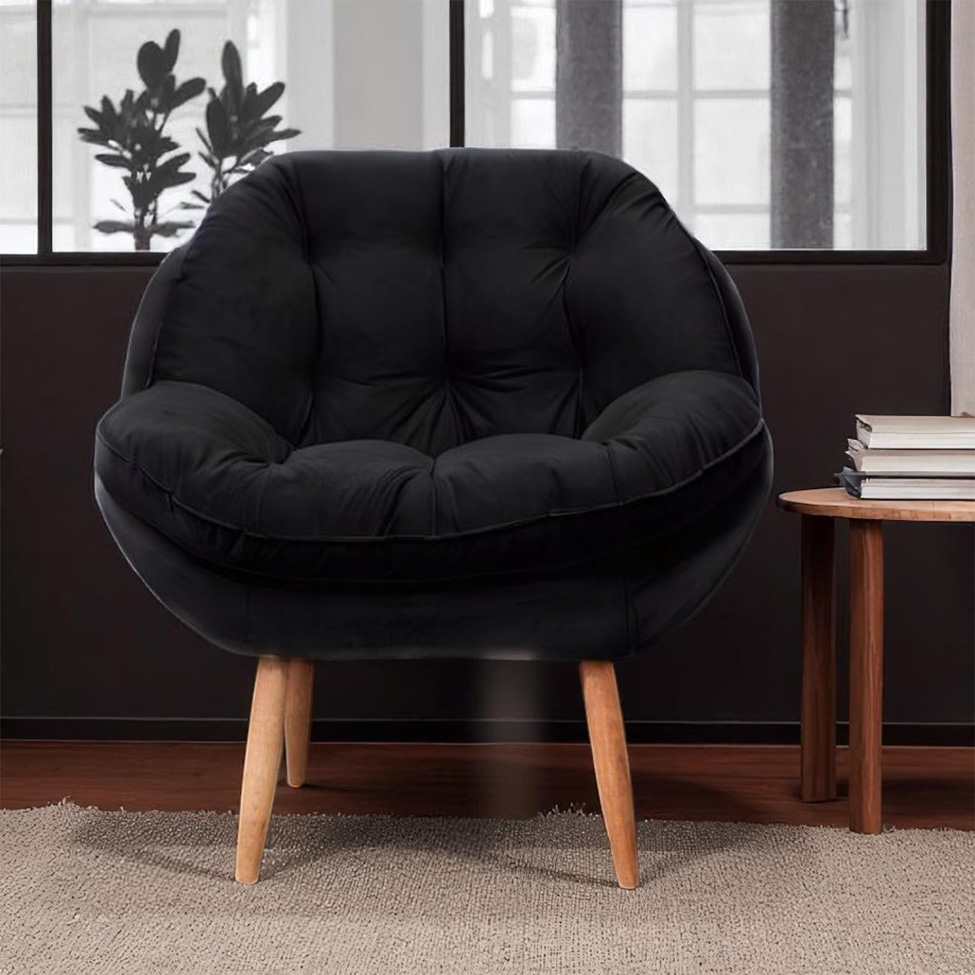 Poltrona Celine Veludo Preta